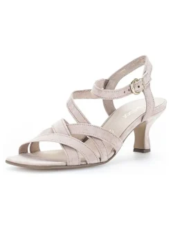 Leder-Sandaletten in Beige