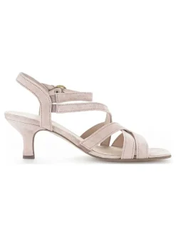 Leder-Sandaletten in Beige