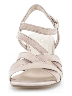 Leder-Sandaletten in Beige