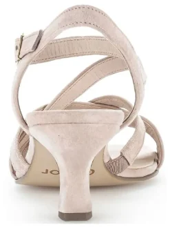 Leder-Sandaletten in Beige