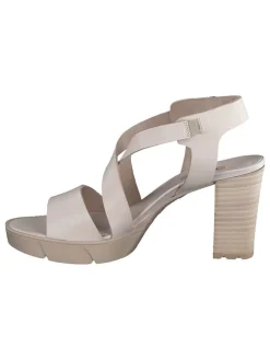 Leder-Sandaletten in Beige