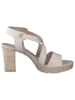 Leder-Sandaletten in Beige