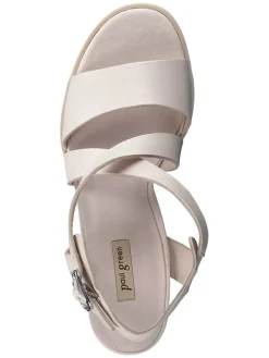 Leder-Sandaletten in Beige