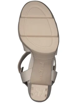 Leder-Sandaletten in Beige