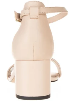 Leder-Sandaletten in Beige