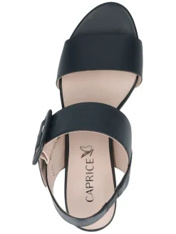 Leder-Sandaletten in Dunkelblau