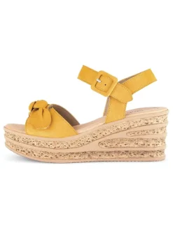Leder-Sandaletten in Gelb