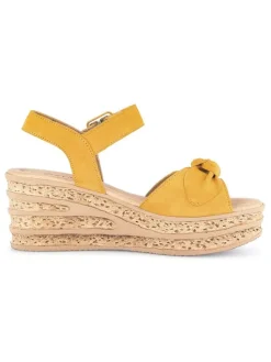 Leder-Sandaletten in Gelb