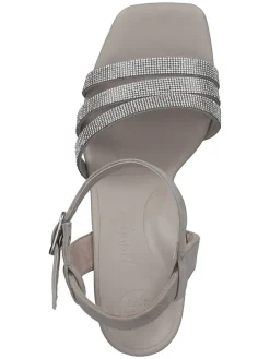 Leder-Sandaletten in Grau