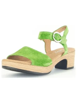 Leder-Sandaletten in Grün