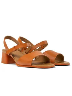 Leder-Sandaletten in Hellbraun