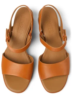 Leder-Sandaletten in Hellbraun