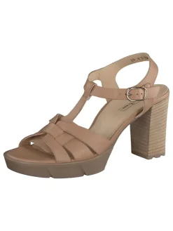 Leder-Sandaletten in Hellbraun