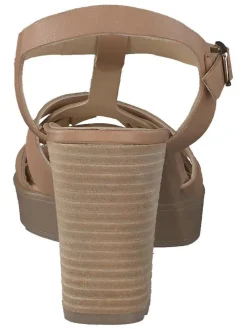 Leder-Sandaletten in Hellbraun