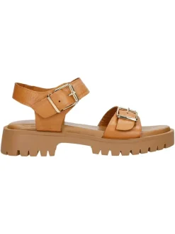 Leder-Sandaletten in Hellbraun