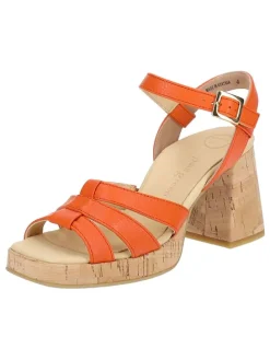 Leder-Sandaletten in Orange