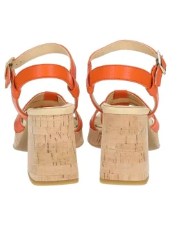 Leder-Sandaletten in Orange