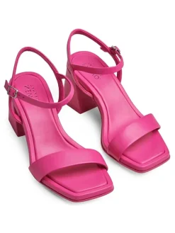 Leder-Sandaletten in Pink