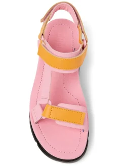 Leder-Sandaletten in Rosa/ Orange