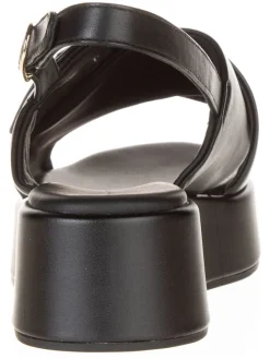 Leder-Sandaletten in Schwarz