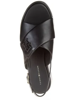 Leder-Sandaletten in Schwarz