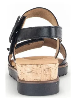 Leder-Sandaletten in Schwarz