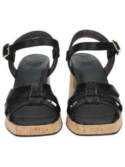 Leder-Sandaletten in Schwarz