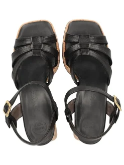 Leder-Sandaletten in Schwarz