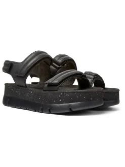 Leder-Sandaletten in Schwarz