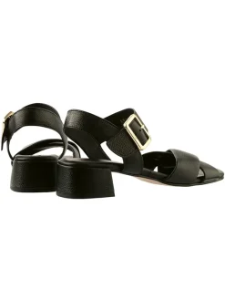 Leder-Sandaletten in Schwarz