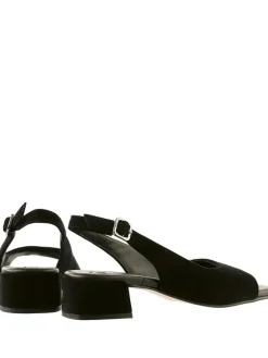 Leder-Sandaletten in Schwarz