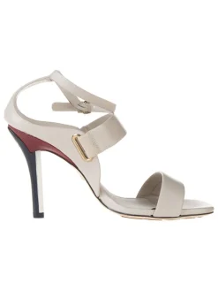 Leder-Sandaletten in Weiß