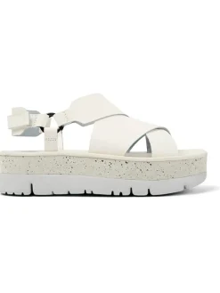Leder-Sandaletten in Weiß