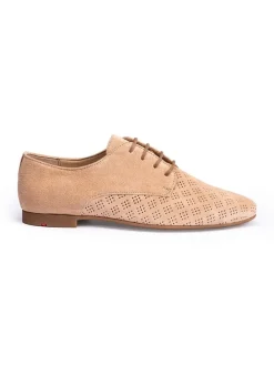 Leder-Schnürschuhe in Beige