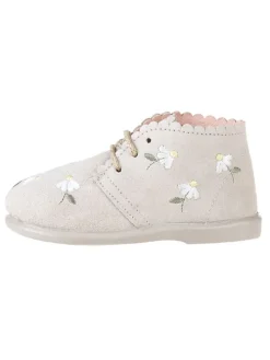 Leder-Schnürschuhe in Beige