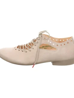 Leder-Schnürschuhe in Beige