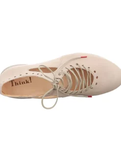 Leder-Schnürschuhe in Beige