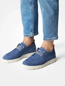 Leder-Schnürschuhe in Blau