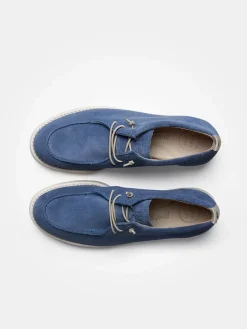 Leder-Schnürschuhe in Blau