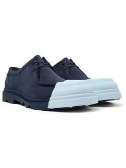 Leder-Schnürschuhe in Blau/ Hellblau