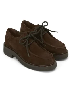 Leder-Schnürschuhe in Braun