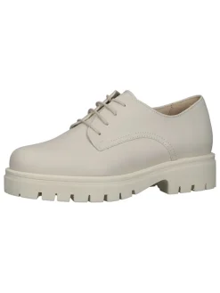 Leder-Schnürschuhe in Creme