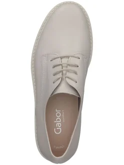 Leder-Schnürschuhe in Creme