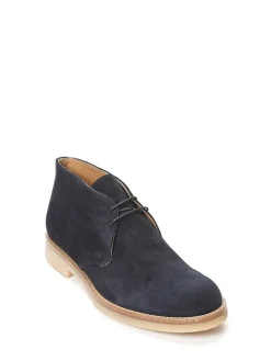 Leder-Schnürschuhe in Dunkelblau