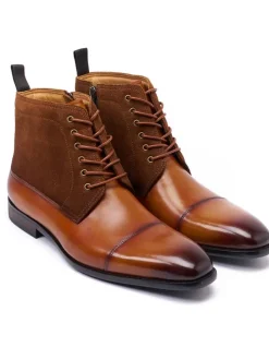 Leder-Schnürschuhe in Grau