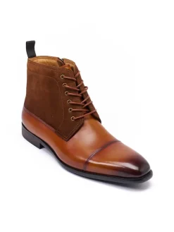 Leder-Schnürschuhe in Grau