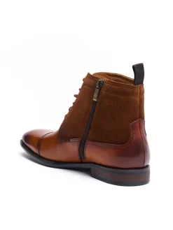 Leder-Schnürschuhe in Grau