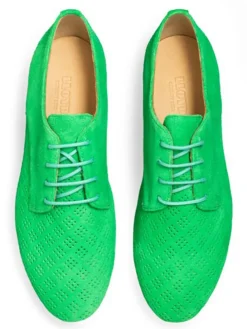 Leder-Schnürschuhe in Grün