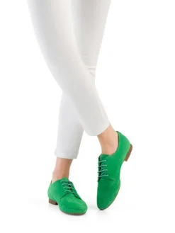 Leder-Schnürschuhe in Grün