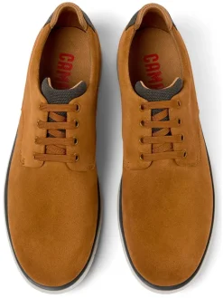 Leder-Schnürschuhe in Hellbraun